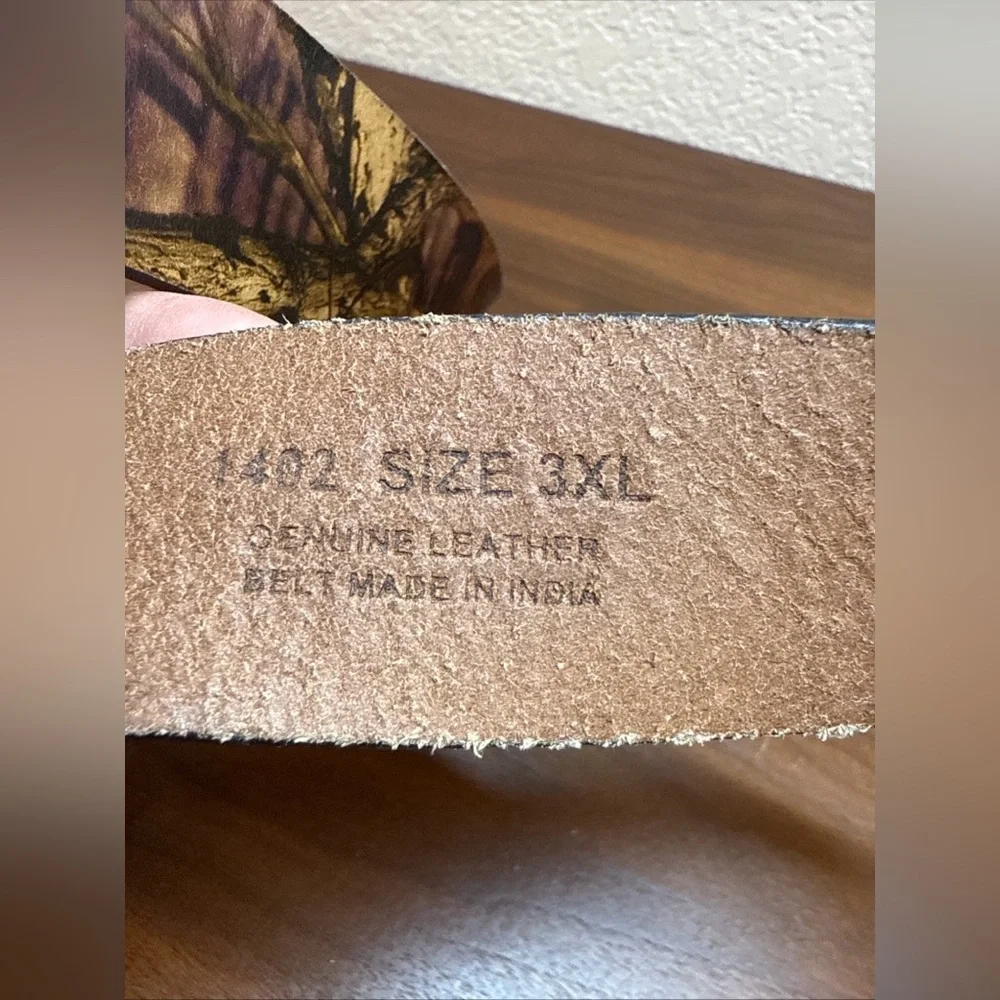 Camouflage Camo Genuine Leather‎ Belt Realtree Adjustable Sz 3XL Hunting Fishing